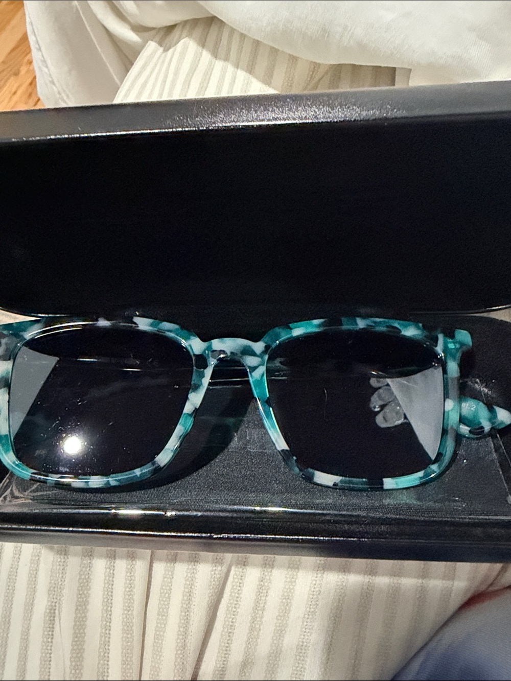 McQ by Alexander McQueen Teal Tortoiseshell Square Sunglasses